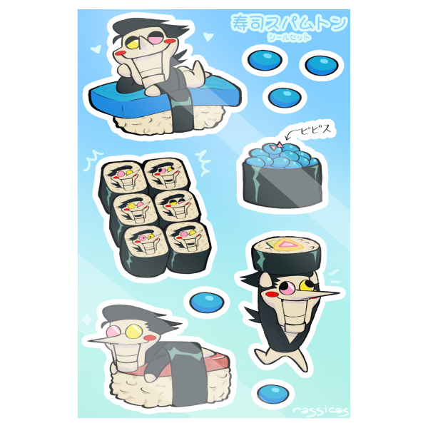 SUSHI SPAMTON Sticker sheet