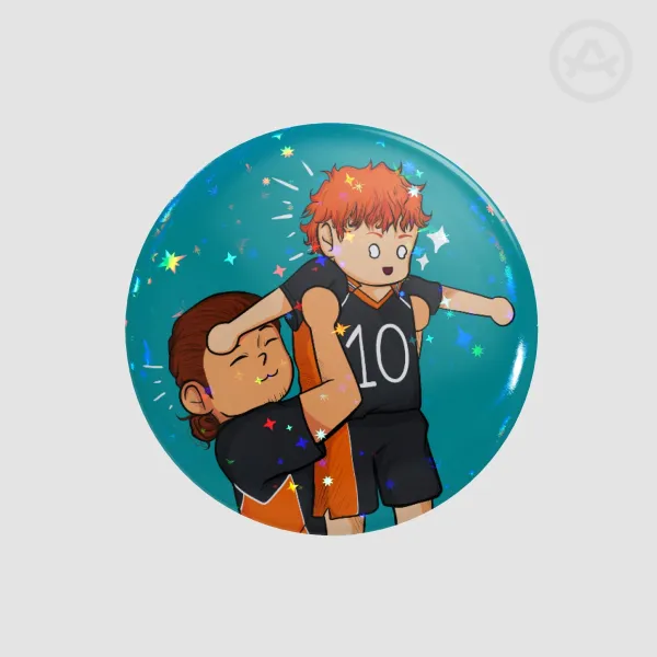 Asahi and Hinata Botton Pin