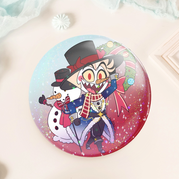 Snowman Lucifer Button Pin
