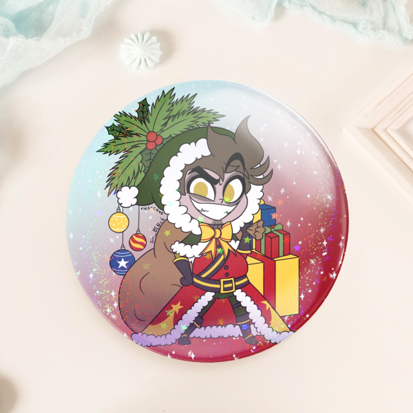 Santa Adam Button Pin