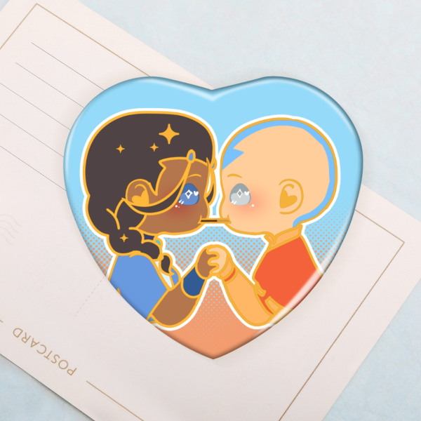 KatAang Heart Shape Holographic Badges
