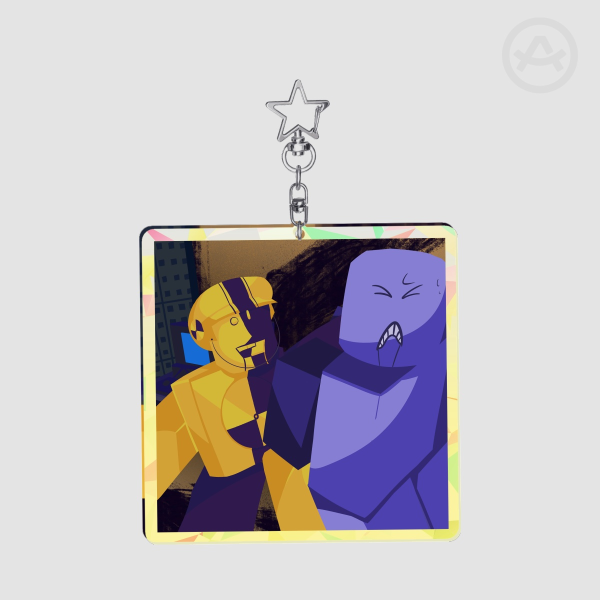 CRASH DUMMY Broken Glass Square Keychain // PWNed BY 14:00 (ROBLOX)