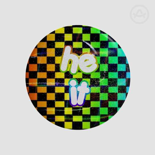 rainbow scene he/it Button Pins