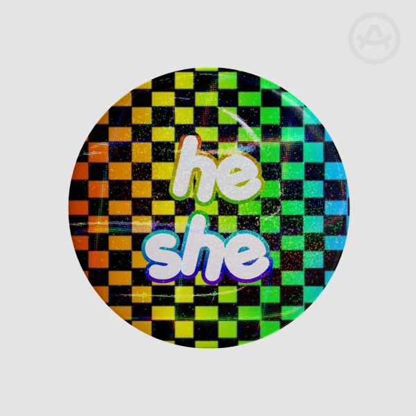 rainbow scene he/she Button Pins