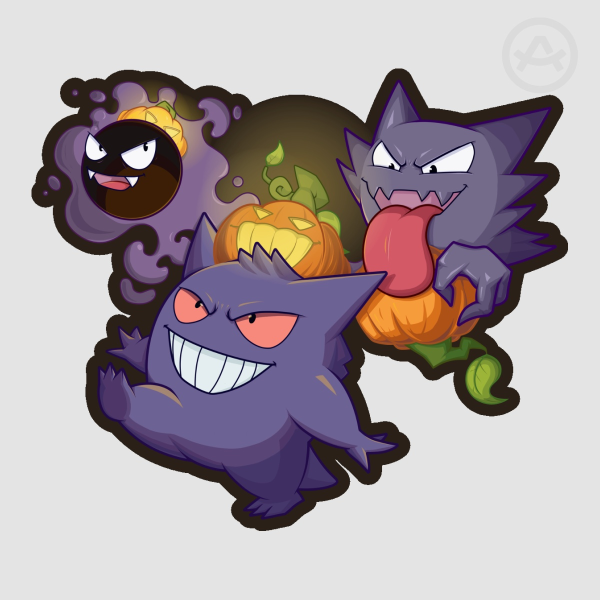 Gengar Gastly Haunter Halloween Stickers