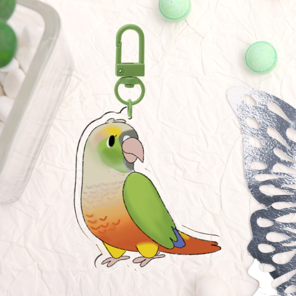 Cinnamon Green Cheek Conure Clear Acrylic Keychain