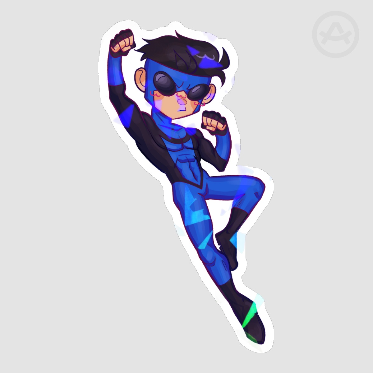 Blue Invincible Holographic Stickers