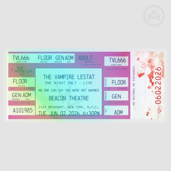 The Vampire Lestat One Night Only - Live Concert Ticket June 2026 (Pink) Clear PET Vinyl Die Cut Sticker