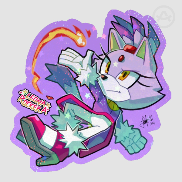 Blaze the cat Colored Edge Die Cut Stickers