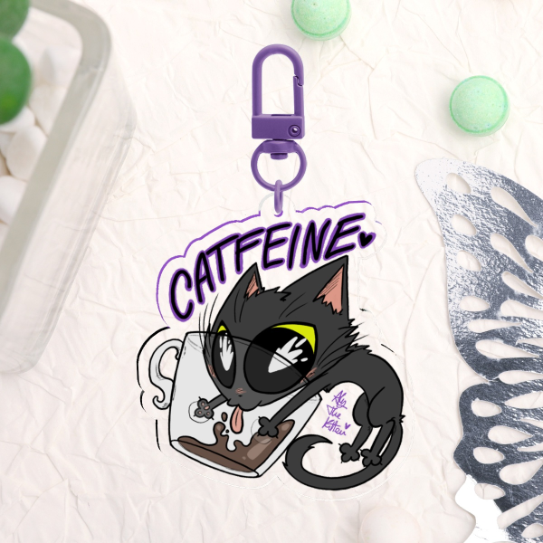 Catfeine Black Cat Keychain