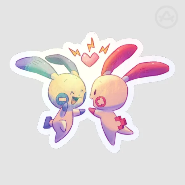 Plusle and Minum rainbow sticker - Pokémon