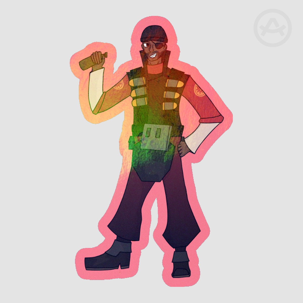 Tf2 Red Demoman Rainbow Holo Sticker