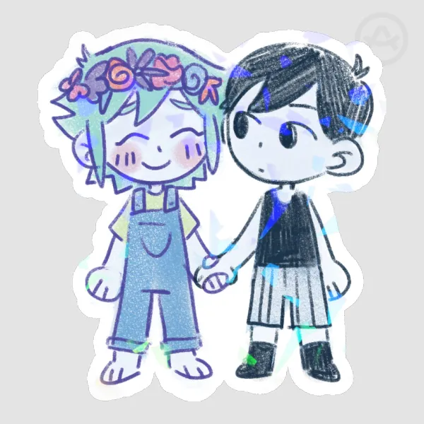 Omori and Basil broken glass sticker - Omori