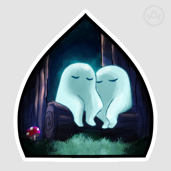 "nightcrawler cuddle"Colored Edge Die Cut Stickers