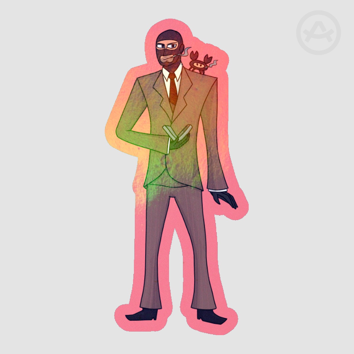 Tf2 Red Spy Rainbow Holo Sticker