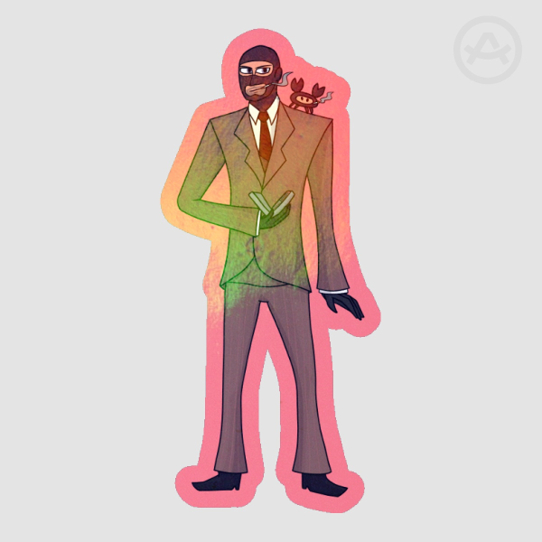 Tf2 Red Spy Rainbow Holo Sticker
