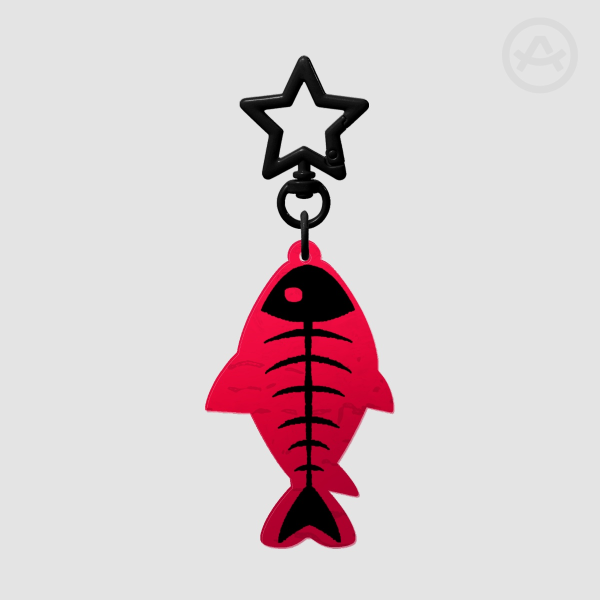 Red Ghost Fish Ripple Acrylic Keychain