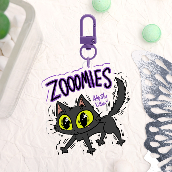 Zoomies Black Cat Keychain