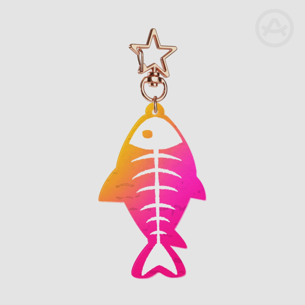 Orange & Pink Ghost Fish Ripple Acrylic Keychain