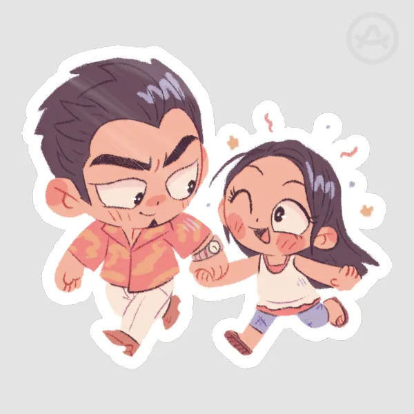 Kiryu and Haruka glossy sticker - Yakuza