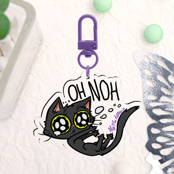 Oh No Black Cat Keychain