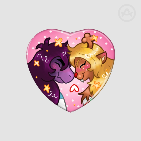[Deltarune] Susie x Noelle (suselle) - Heart Shape Holographic Badges