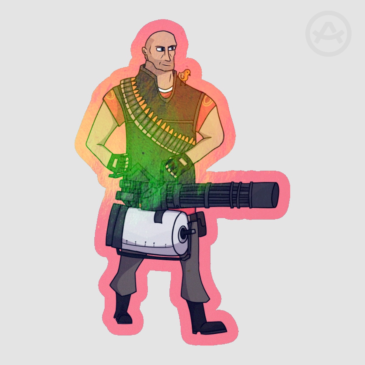 Tf2 Red Heavy Rainbow Holo Sticker