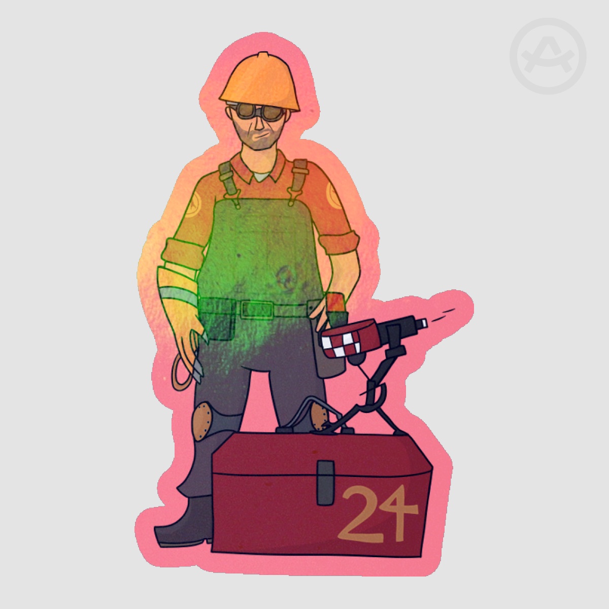Tf2 Red Engie Rainbow Holo Sticker