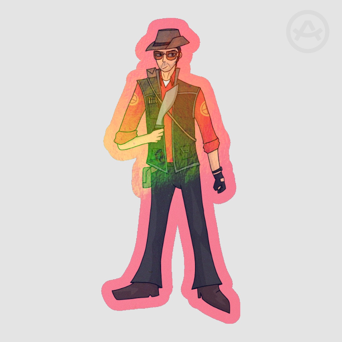 Tf2 Red Sniper Rainbow Holo Sticker