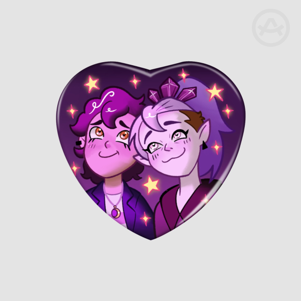 [The Owl House] Luz x Amity (Lumity) - Heart Shape Holographic Badges