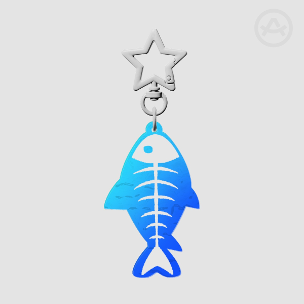 Blue Ghost Fish Ripple Acrylic Keychain