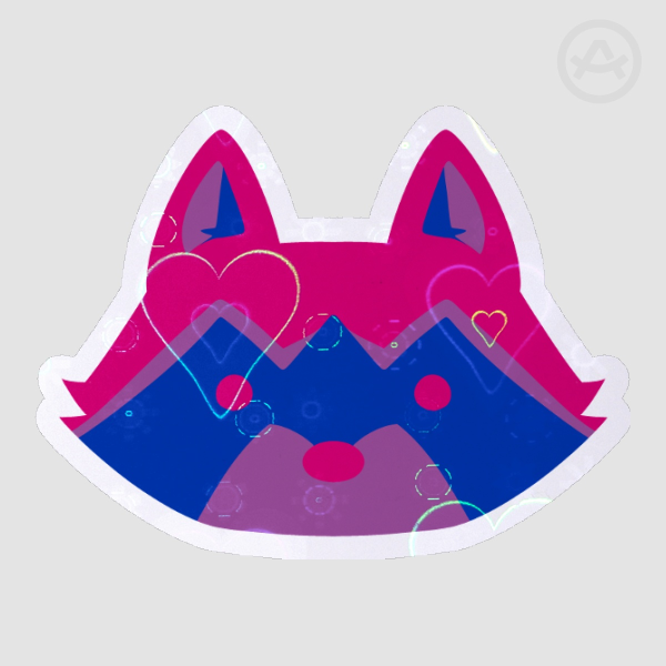 Bi Raccoon sticker // heart holographic