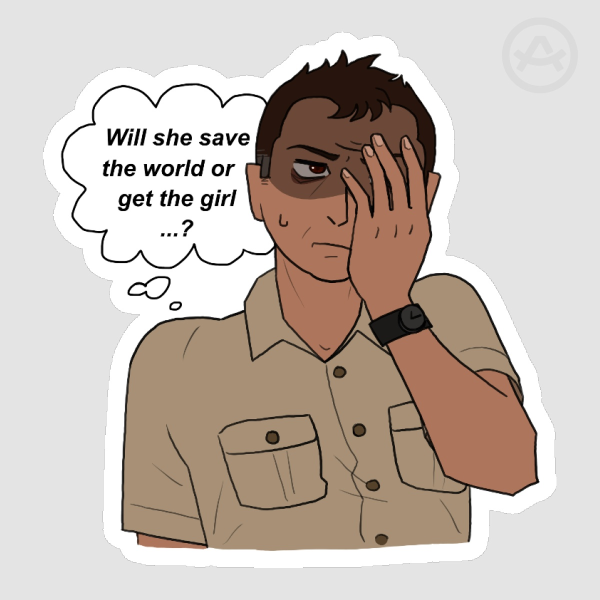 Will She Save The World Or get The Girl? - Pluribus Manousos Sticker