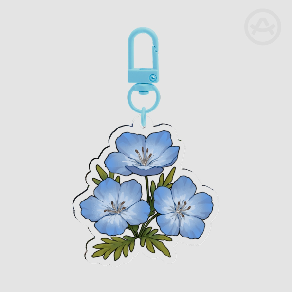 Nemophila Flower Keychain