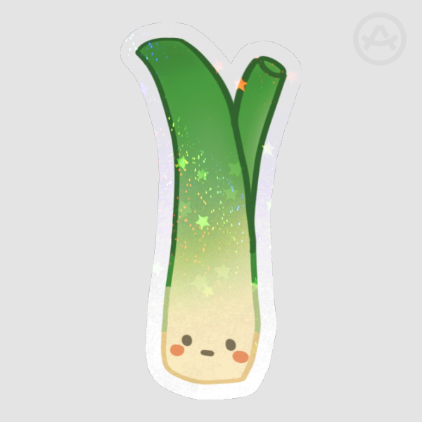 Long Green Onion Holographic Sticker