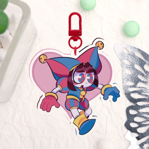 Pomni Heart Double-Sided Clear Acrylic Keychain
