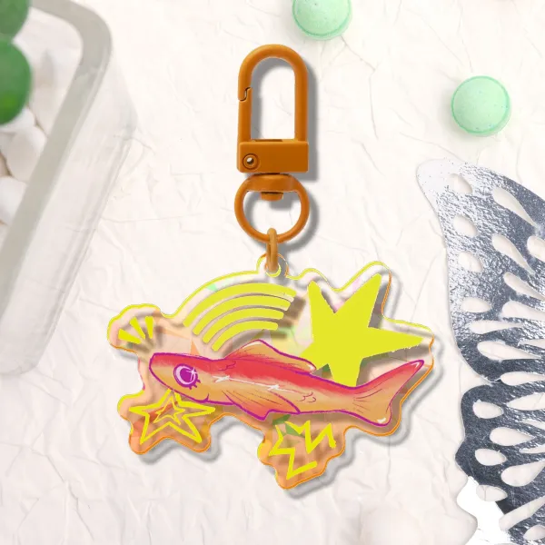 Orange Whimsy fish Acrylic Keychain