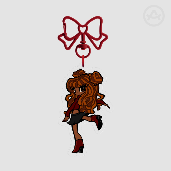 Burgundy Girl Clear Acrylic Keychain || ୨୧