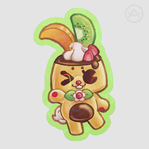 Heisei Retro Juminocore Pudding Flan Bunny Die Cut Sticker
