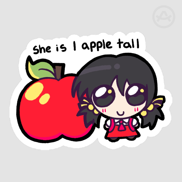 Kaai Yuki 1 Apple Tall Die Cut Sticker