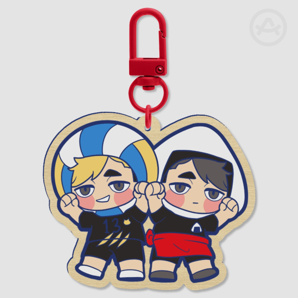 Wood Keychain - Atsumu and Osamu Miya twins - Haikyuu Anime HQ