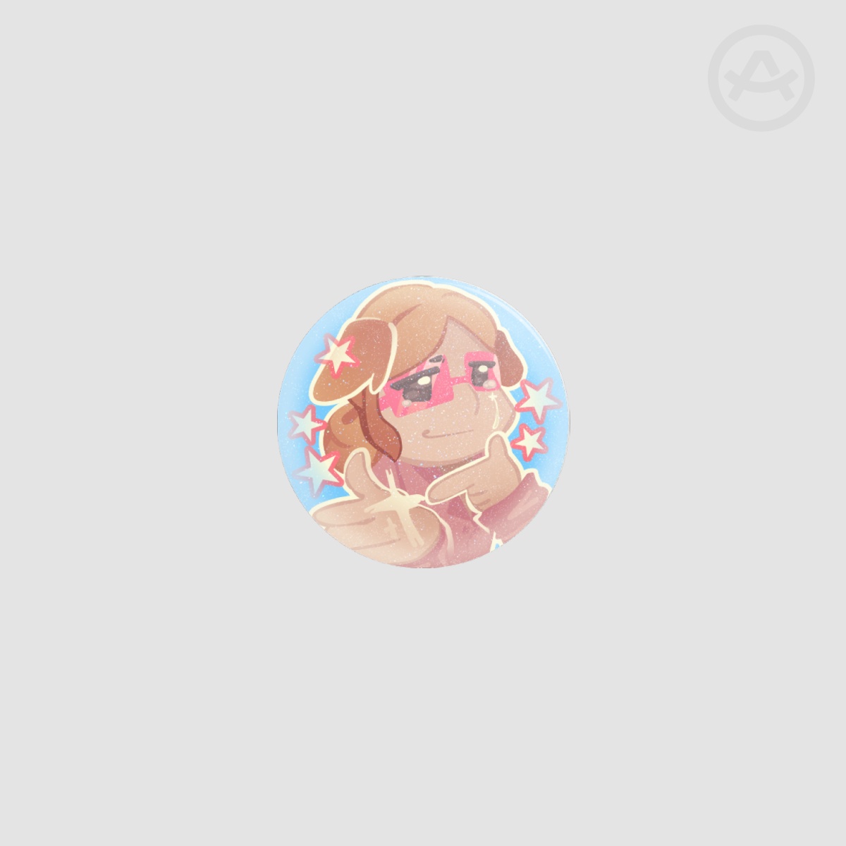 Katie B QSMP 2 Glitter Round Badges (Button Pins) 32mm