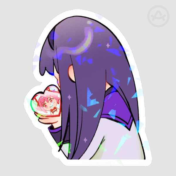 Homura Looking at Madoka Pin Vinyl Sticker