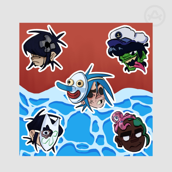 Gorillaz Plastic Beach Sticker Sheet