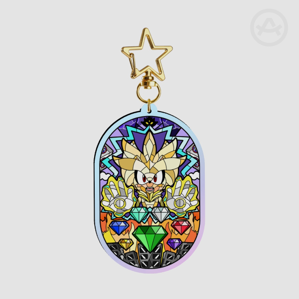 Silver the Hedgehog Rainbow Stain Glass Keyring