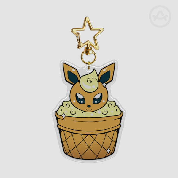 Shiny Flareon Eeeveecream Epoxy Keyring