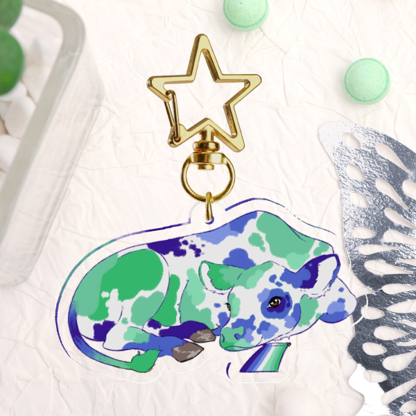 Gay Pride Cow Keychain
