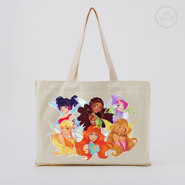 Vertical Part-print Canvas Tote Bags - 16.9″x12.6″x3.1″(43x32x8cm)