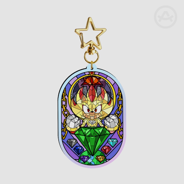 Shadow the Hedgehog Rainbow Stain Glass Keyring