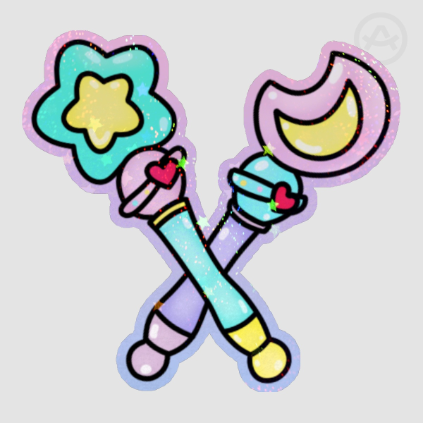 Lilly and Lulu Wands magical sisters luluttolilly sparkle Colored Edge Die Cut Sticker